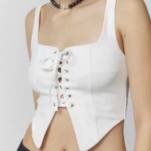 Urban Outfitters Silence + Noise White Lace-Up Crop Top Size M